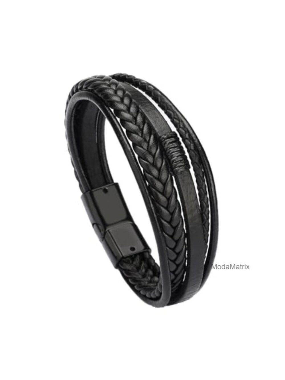 Handcrafted Leather Cuff Bracelet with Stainless Steel - Vintage Tribal Style
